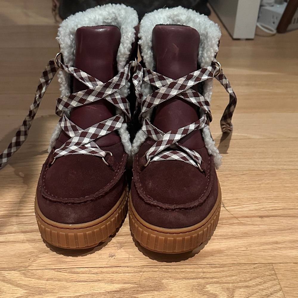 Sorel One Ave Alpine Boots - Burgundy Winter Boots with Shearling Lining - Picture 2 of 3